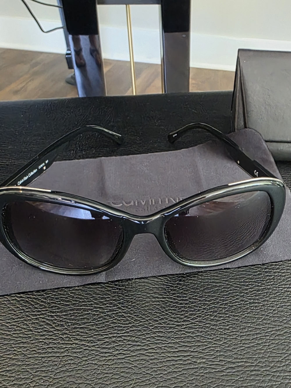 Calvin Klein Collection Women’s Black Tinted Oval Sunglasses Ck7871s Silver Trim